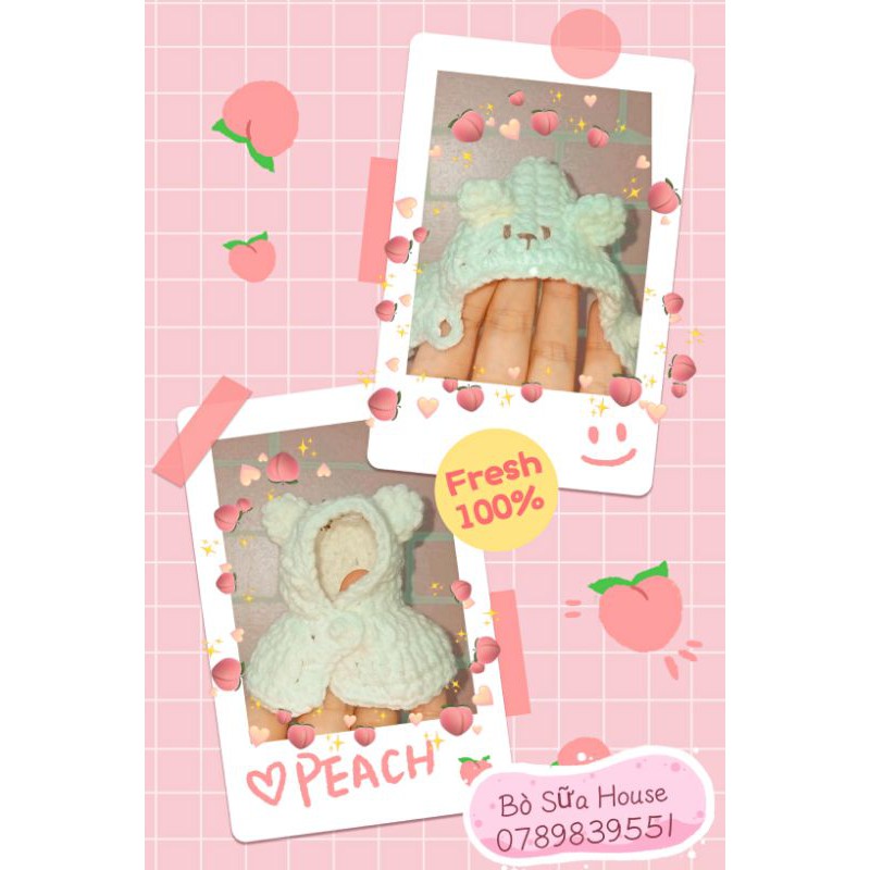 Áo choàng gấu trắng cho hamster, sóc, bọ,....