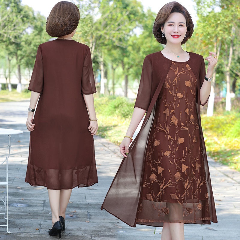 Đầm Chiffon Thiết Kế Mới Cao Cấp Thời Trang Mùa Hè Dành Cho Phụ Nữ Trung Niên đầm nữ trung niên sang trọng váy nữ trung niên cho mẹ váy trung niên cho mẹ sang trọng bigsize nữ set bigsize nữ  quần áo trung niên cho mẹ