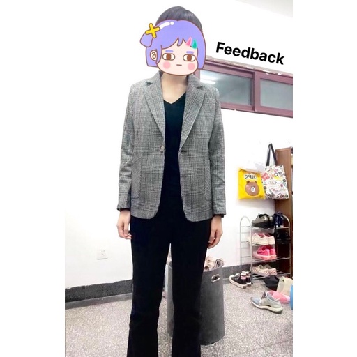 Áo khoác blazer dạ kẻ/Áo vest dạ kẻ phom nhỏ 2 lớp ulzzang Hàn Quốc hottrend