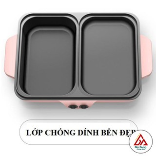 Nồi lẩu nướng 2 ngăn, nồi lẩu mini nồi lẩu 2 người hàng nội địa Trung Quốc loại 1 💚ĐA NĂNG, AN TOÀN 💚