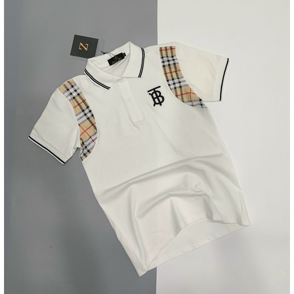 Áo thun nam polo tay ngắn cổ bẻ viền tay kiểu BBR vải cotton co dãn