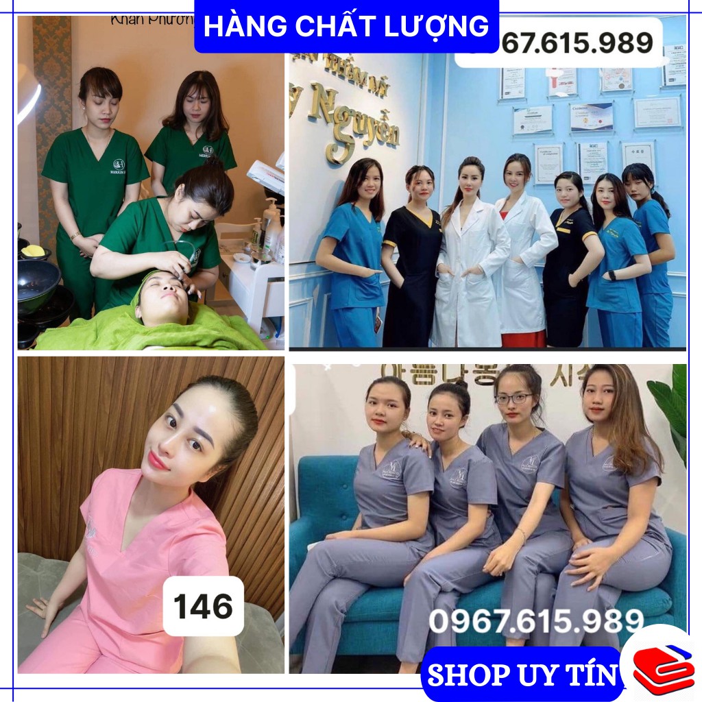 Đồng phục spa, bộ scrubs bác sĩ, kỹ thuật viên chất cotton lạnh LOẠI 1 đủ size, có sẵn