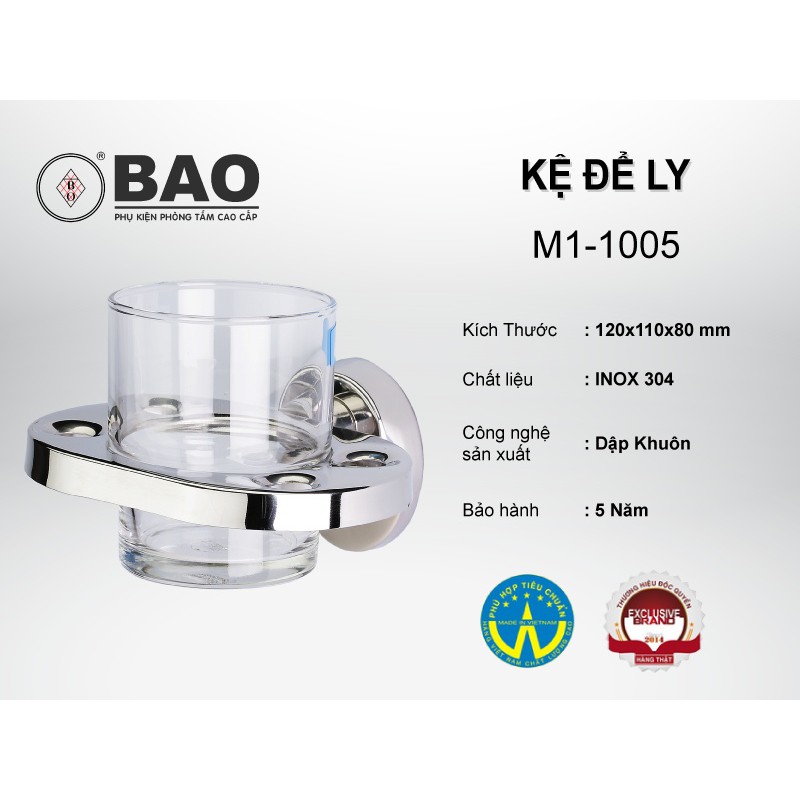 Kệ kèm ly BAO Inox M1-1005 đẳng cấp và sang trọng