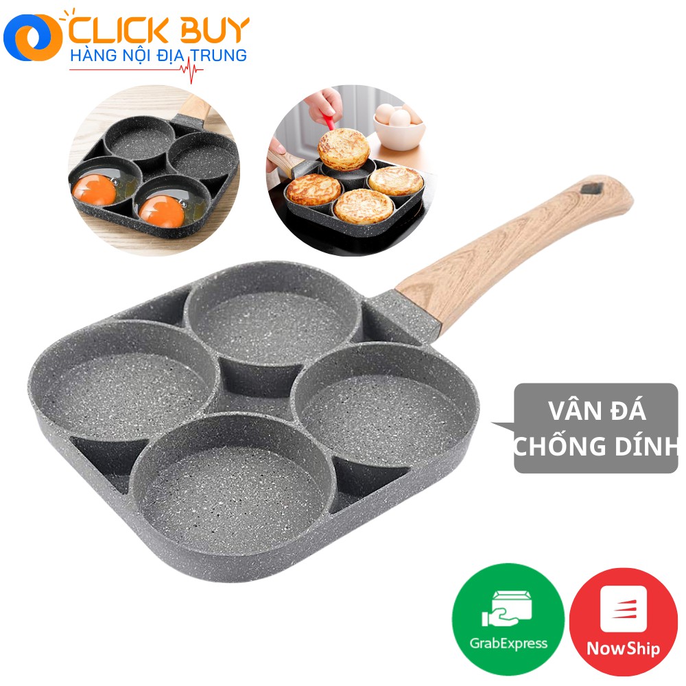 Chảo Chiên Trứng Chia Ô - Chảo Vân Đá Chống Dính Chiên Trứng Làm Bánh Tại Nhà