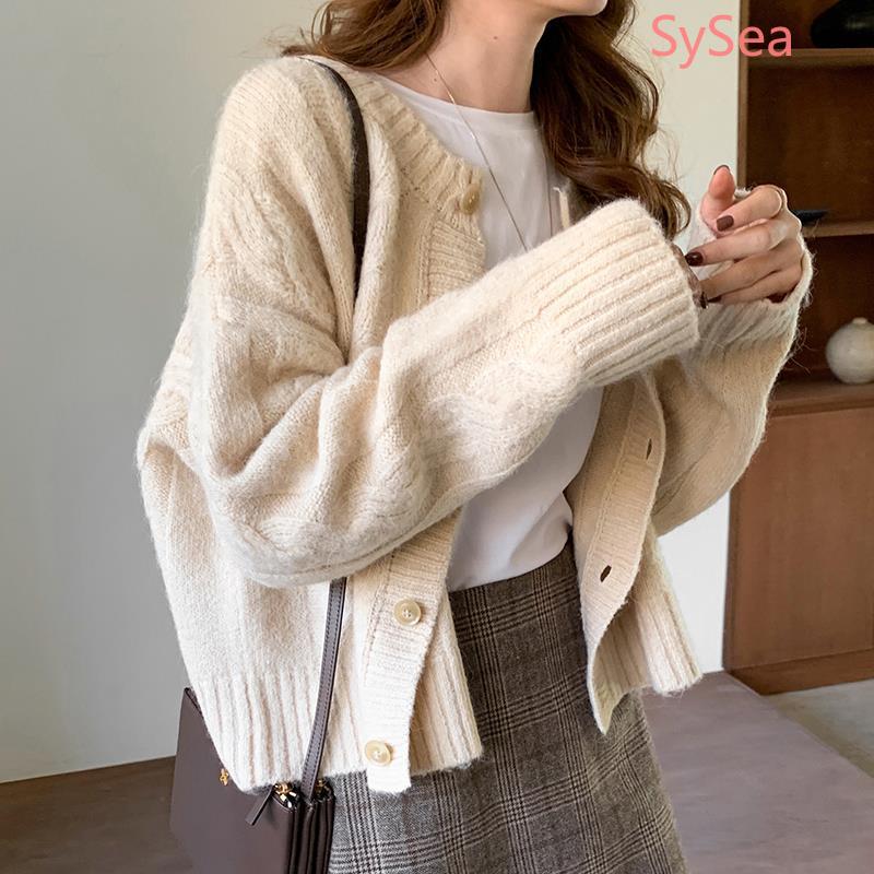 Áo Khoác Cardigan Dệt Kim Tay Dài Dáng Rộng Thời Trang Mùa Đông Dành Cho Bạn Nữ