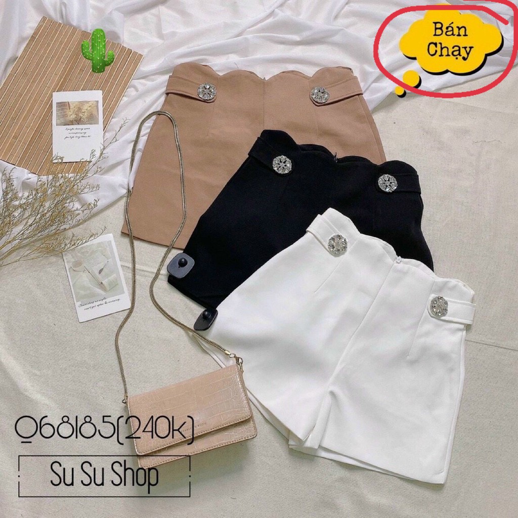 Quần short tuyết mưa đai răng cưa 2 đai đính hạt- quần tây nữ thanh lịch