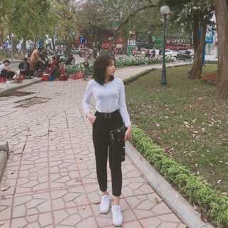 Quần baggy vải liền đai