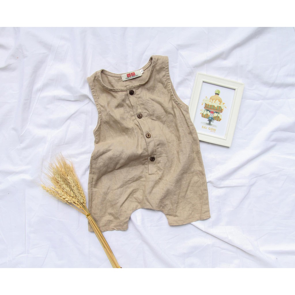 Bodysuit Bé Trai Bé Gái Vải Đũi Linen Lanh