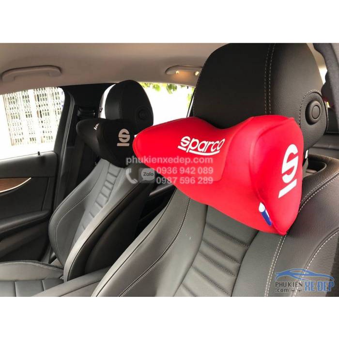 Gối Tựa Đầu Ô Tô Sparco Bọc Da - Bọc Vải Chính Hãng Cao Cấp Nhập Khẩu Italy - Gối Tựa Đầu Sparco Chữ U Chống Đau Mỏi Cổ