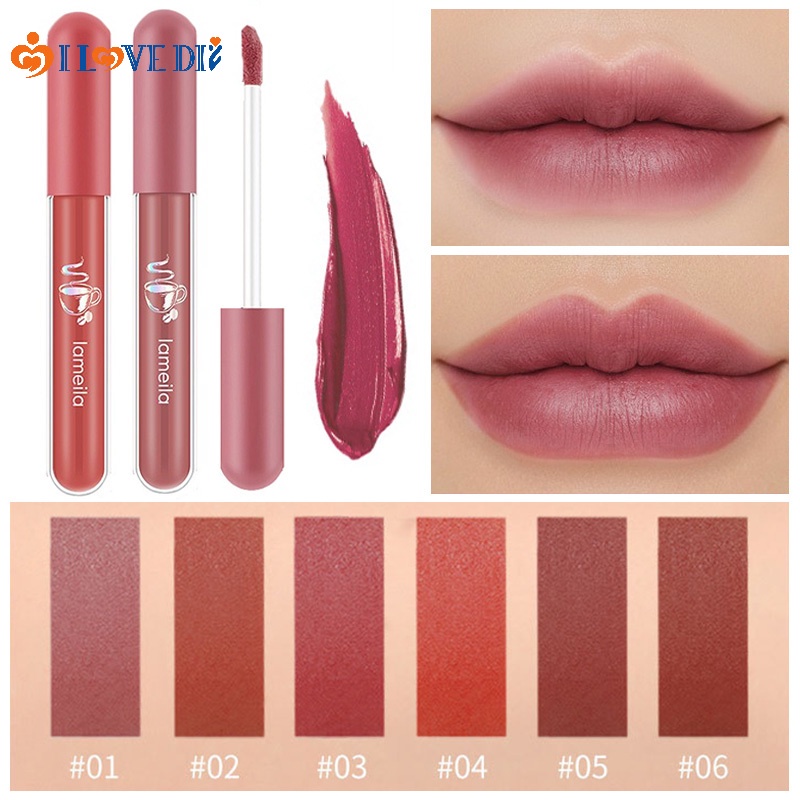 Son Môi Dạng Lỏng Dưỡng Ẩm Lâu Trôi Chống Thấm Nước Không Phai 6 Màu Mềm Mại Tinh Tế