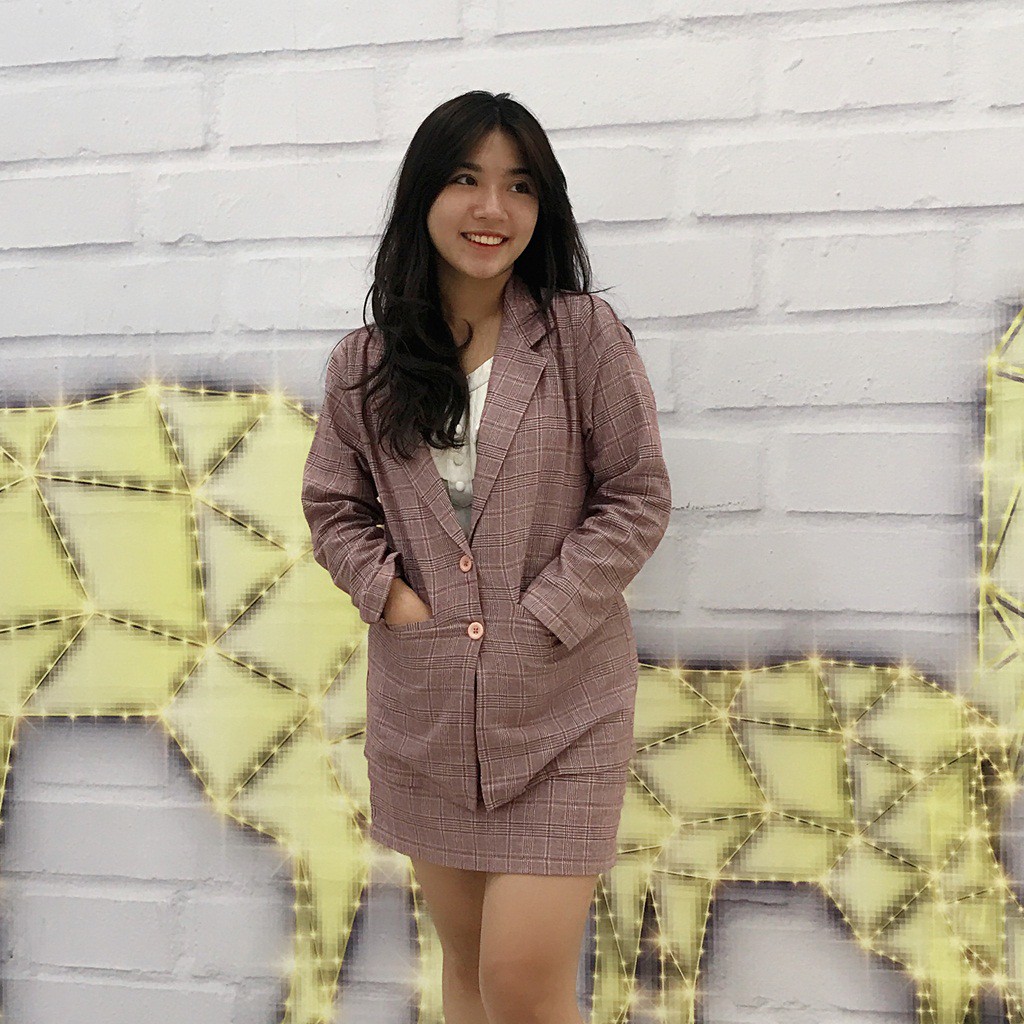 Set Áo Blazer Caro + Chân Váy + Tặng Áo Dây THF House | BigBuy360 - bigbuy360.vn