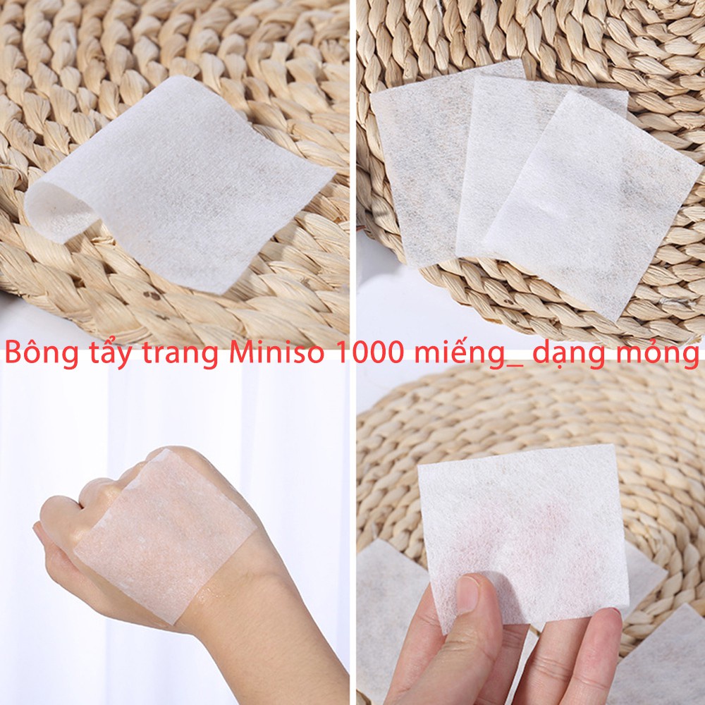 Bông tẩy trang Miniso Nhật Bản 1000 miếng 3 lớp NPP