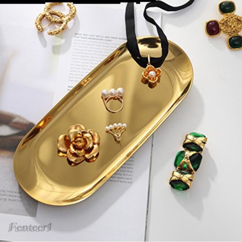 [Fenteer1] Khay Trưng Bày Nhẫn Bằng Kim Loại Màu Vàng Trang Trí Trung Tâm