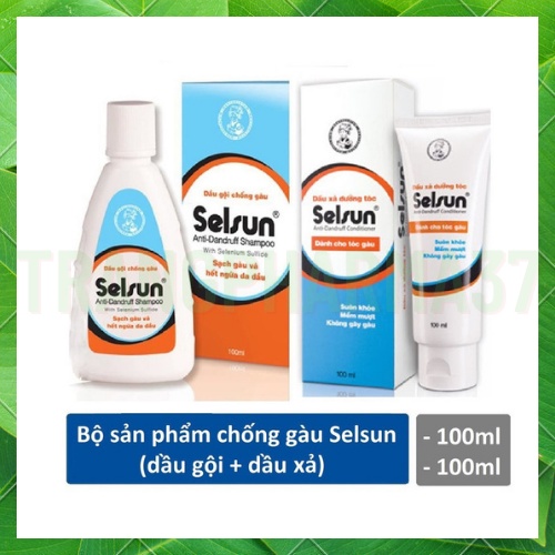 Bộ sản phẩm chống gàu Selsun (Dầu gội Selsun 100ml+Dầu xã dưỡng tóc Selsun 100ml)