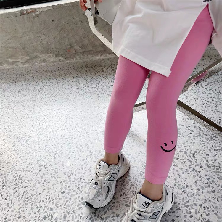 Quần legging bé gái mặt cười Smile AF KID vải Cotton Borip cao cấp cho bé gái 6-20kg siêu co giãn và mềm mịn