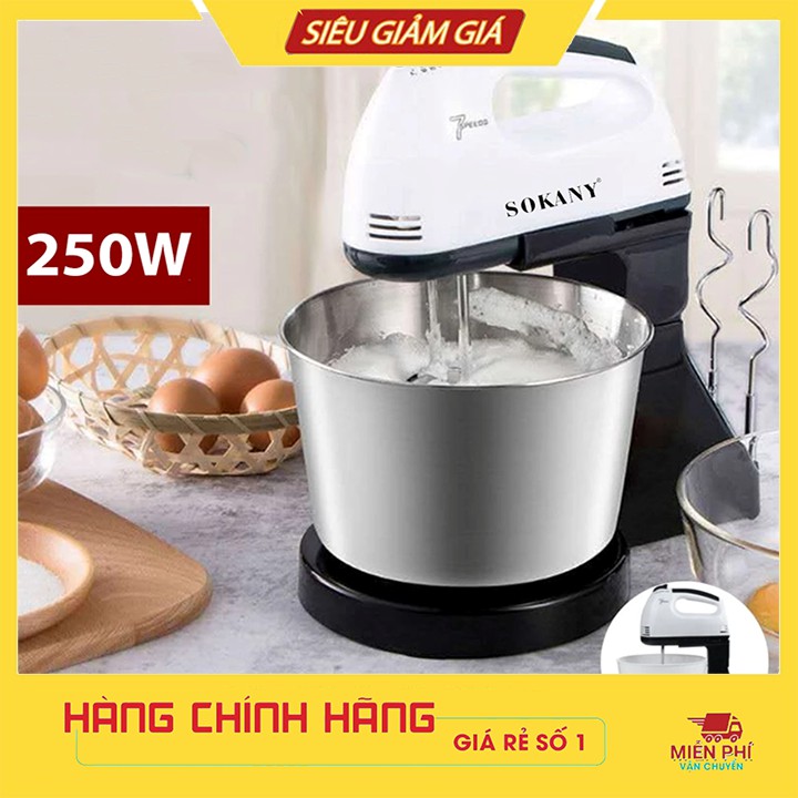 Máy đánh trứng, nhào bột trộn thực phẩm làm bánh Sokany 7 tốc độ