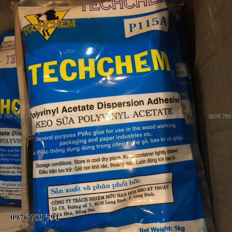 Keo sữa TECHCHEM dán tường gỗ giấy thảm simili làm Slime 1kg Cao Cấp