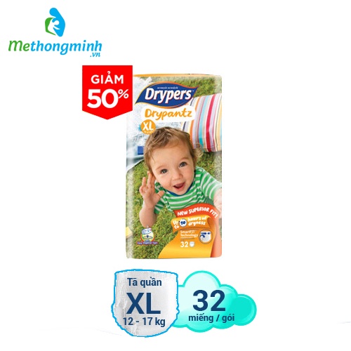 [Giảm 50%] Tã quần trẻ em Drypers Drypantz M44/ L36/ XL32/ XXL28 miếng