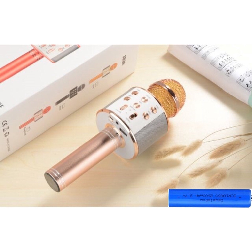 WS858 Micro Karaoke Bluetooth Không Dây thời lượng trong 10 tiếng WS858 - Âm vang - Ấm - mic hát karaoke yu87