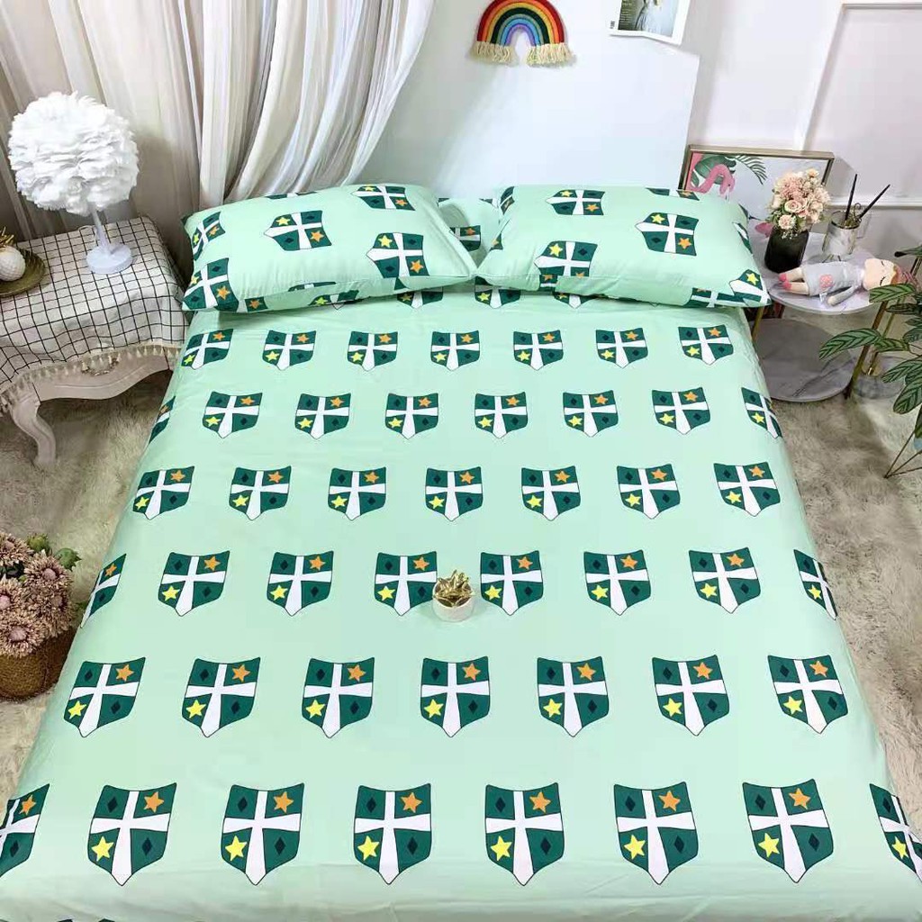 tặng nước xả - ga gối cotton 100% KN'home bedding set ga, 2 vỏ gối mềm mát, thấm hút mồ hôi tốt đủ mọi cỡ nệm