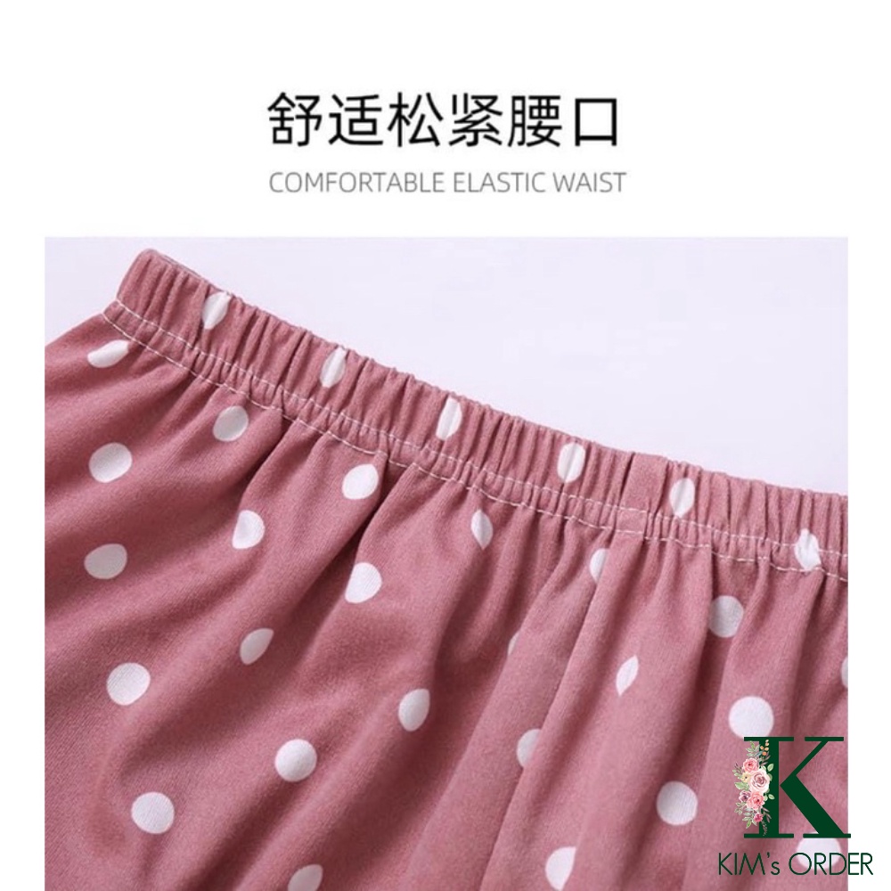 Bộ mặc nhà đồ ngủ pijama sau sinh hoạ tiết chấm bi dài tay phong cách Hàn Quốc