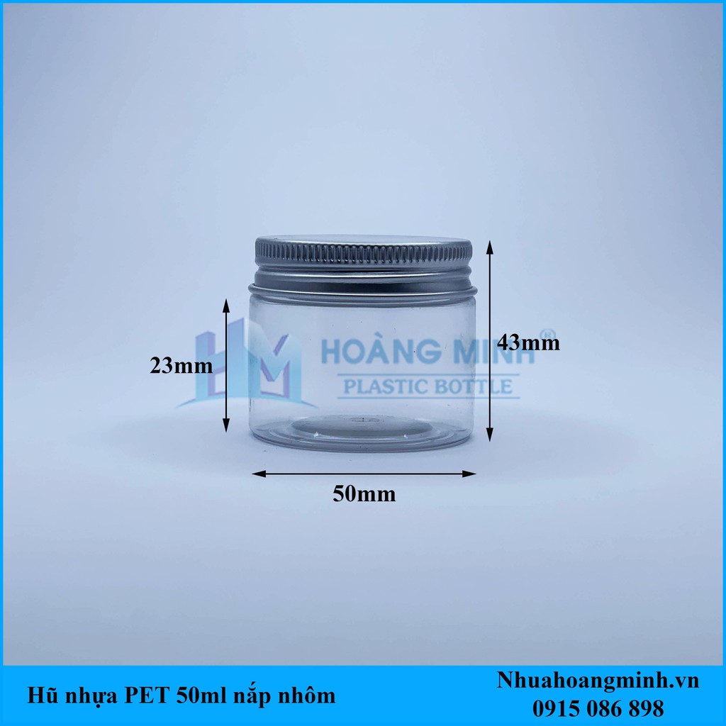 Combo 10 Hũ Nhựa PET 50ml Nắp Nhựa, Nắp Nhôm Giá (Sỉ) Xuất Xưởng, Hũ đựng mỹ phẩm.