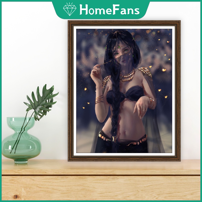 Bộ Tranh Đính Đá 5D Tự Làm 30x40cm / 40x50cm Hình Cô Gái Anime Trang Trí Nhà Cửa