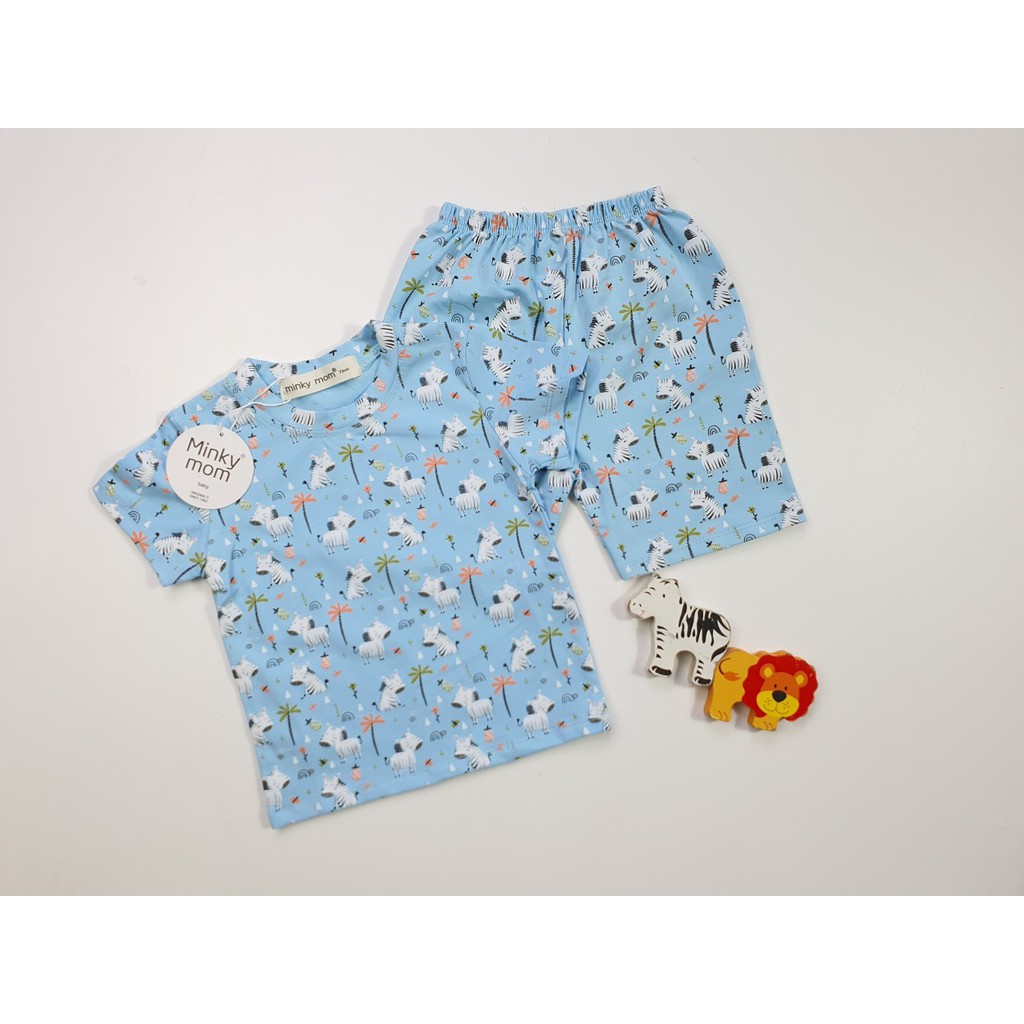 [SALE] Bộ Cộc Tay Cho Bé Trai, Bé Gái Minky Mom Vải Cotton 100% Họa Tiết Bò Sữa In Nhỏ, Đồ Bộ Cho Bé Mùa Hè MKM2126