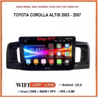 Màn hình DVD android kèm mặt dưỡng và giắc zin cho xe COROLLA ALTIS màn dùngWifi hoặc sim 4G, Ram 1G/2G, Rom 16G/32G.