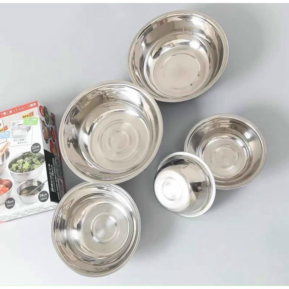 SET 5 Tô, Bát Inox cao cấp, tiện lợi hàng Nhật