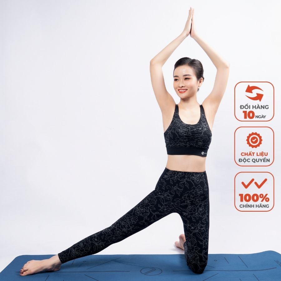 Bộ Đồ Tập Yoga Livan Sport Blooming Màu Đen Cao Cấp