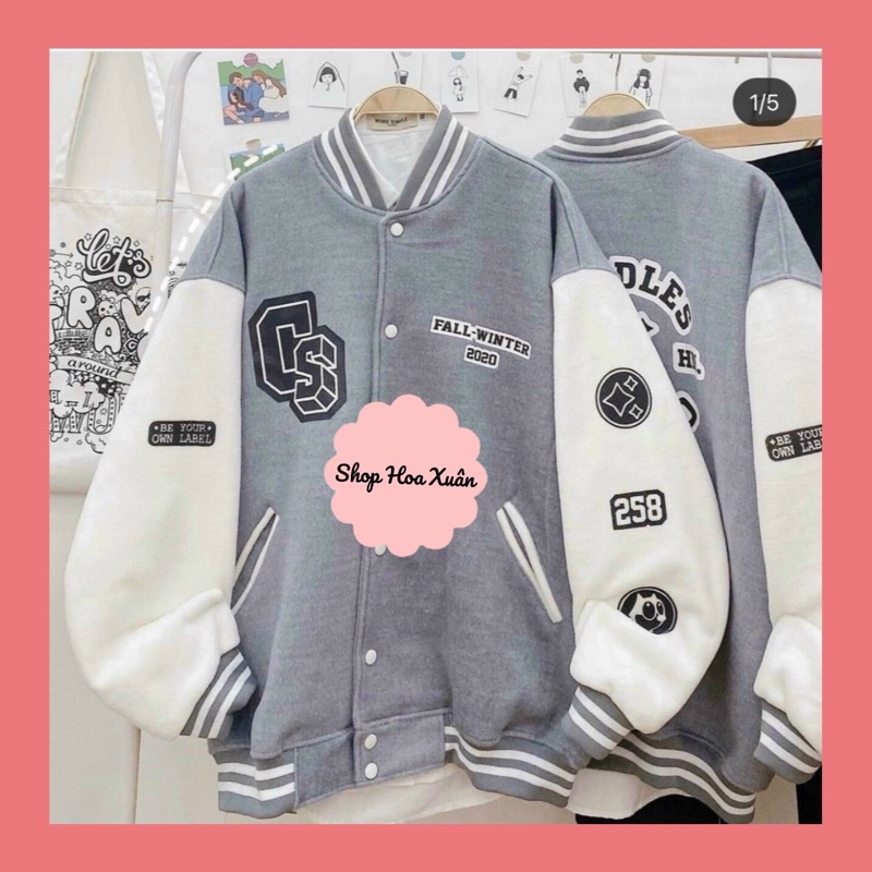 Áo khoác bomber unisex nam nữ áo khoác nỉ bông kiểu dáng bóng chày thời trang in chữ CS siêu hot, trẻ trung, năng động