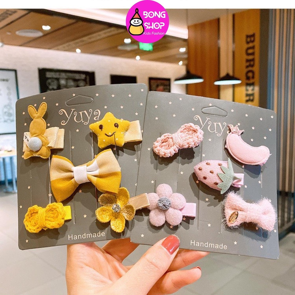 Set 5 kẹp tóc Hàn Quốc kiểu công chúa cho bé Gái