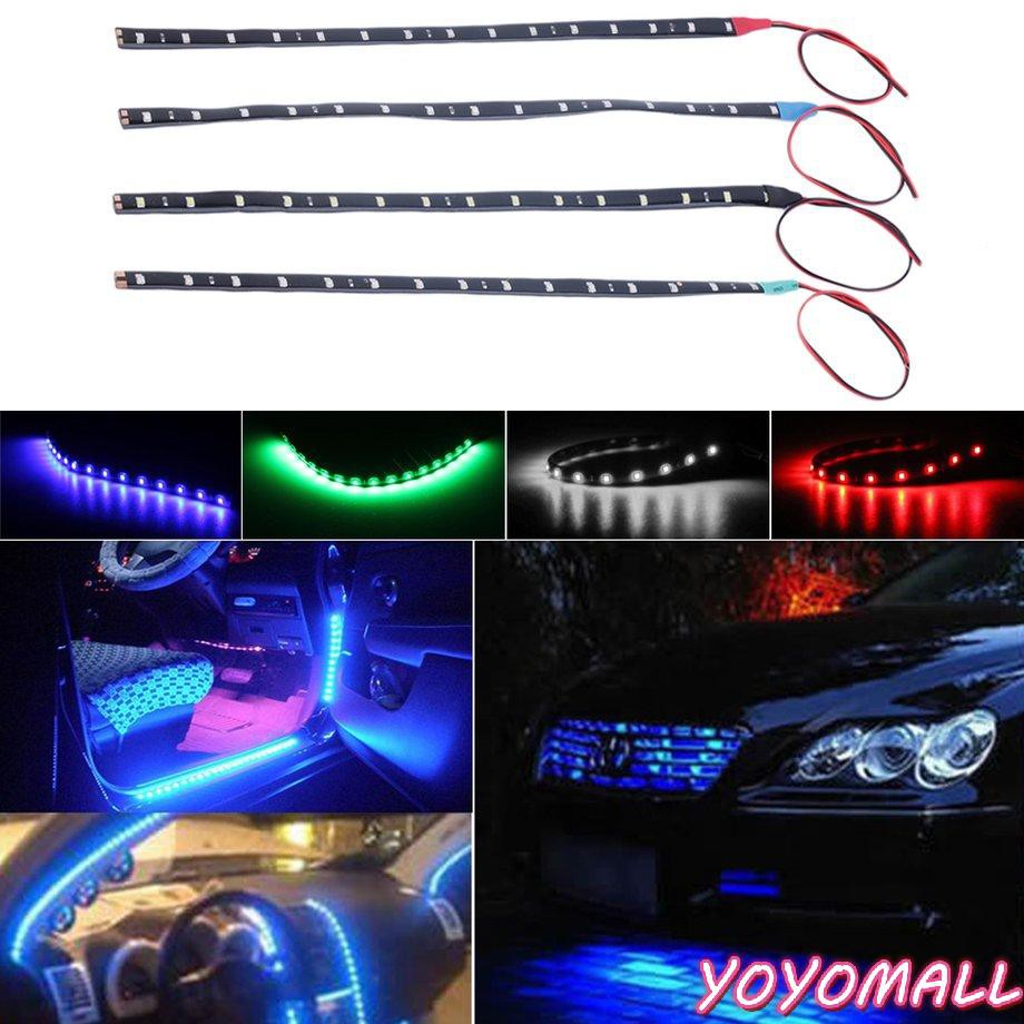 YOYO Waterproof 30cm 15 LED Car Lighting Flexible Decorative Light Strip Bar