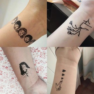 Set 30 Hình Xăm Dán Mini Tattoo Trắng Đen Cá Tính
