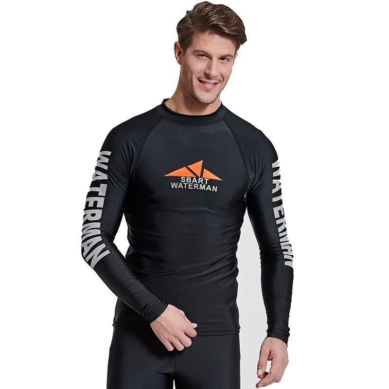 Áo bơi nam đen dài tay Sbart 760 Waterman