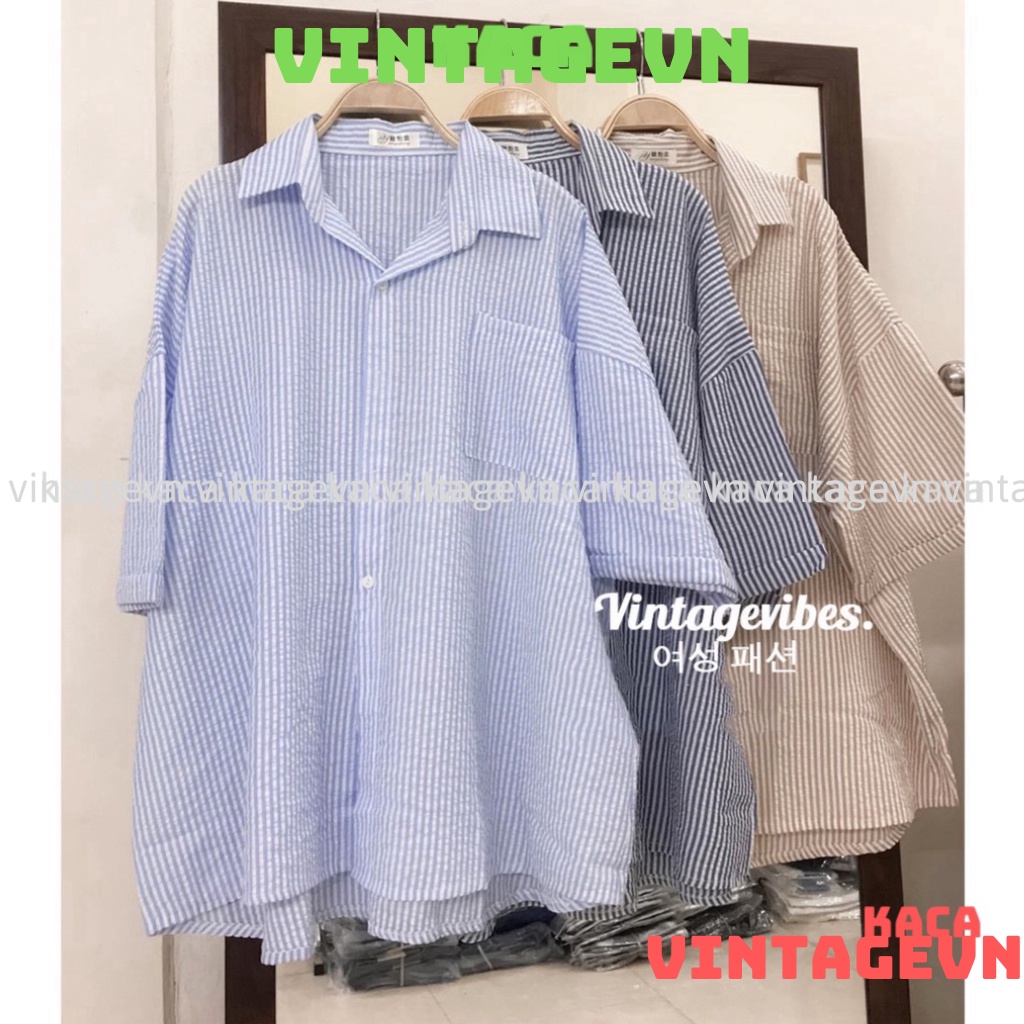 🚛[FREESHIP] Áo sơ mi Hàn Quốc dáng rộng kẻ sọc nhiều màu Ulzzang (hàng QC) - Ảnh thật 1000% kaca vintagevn | BigBuy360 - bigbuy360.vn