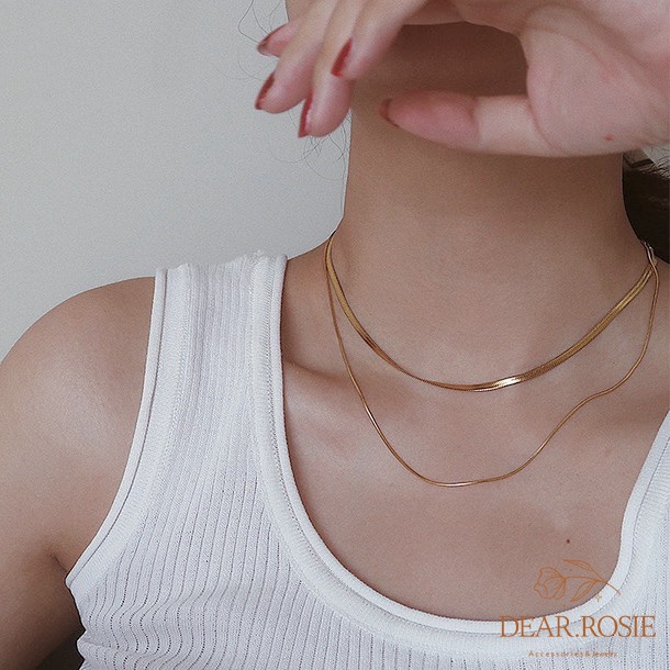 Dây Chuyền Dây Mì Trơn Bạc 925 Mạ Vàng DEAR ROSIE Phụ Kiện Trang Sức Nữ Phong Cách Hiện Đại Sang Trọng