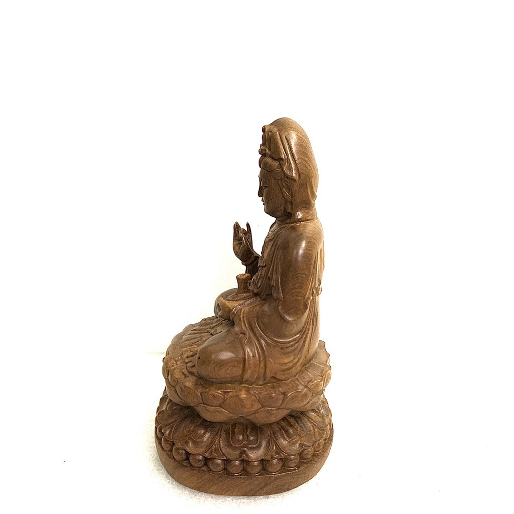 Tượng Phật Bà Quan Thế Âm Bồ Tát Làm Bằng Gỗ Nguyên Khối Cao Cấp Để Bàn Làm Việc, Trang Trí Nhà Cửa