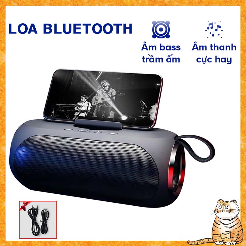 Loa bluetooth V6 âm bass chất lượng thích hợp dùng kết nối máy tính điện thoại kèm kệ đựng điện thoại mini loa