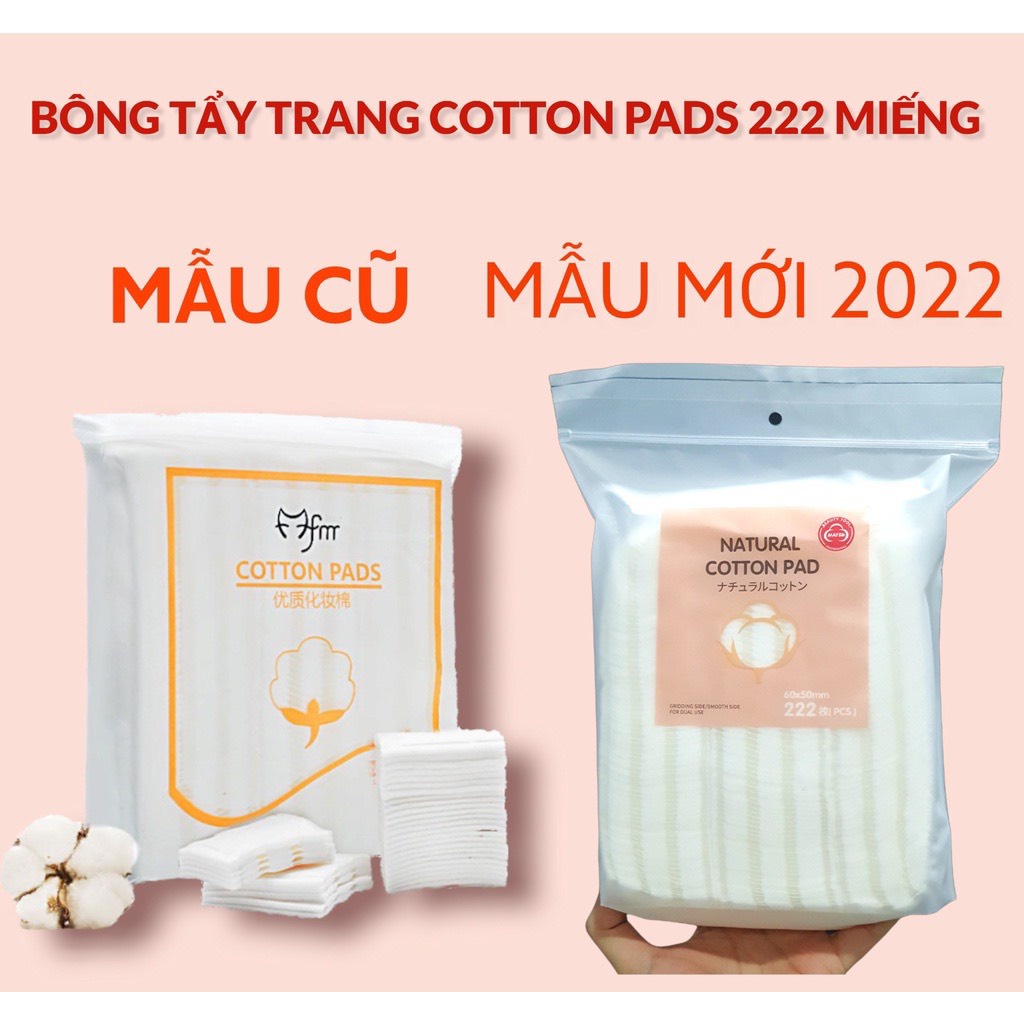 Bông Tẩy Trang 3 Lớp Natural 222 HASSTSU LOGO Đỏ Miếng Mẫu Mới 100% Cotton Thiên Nhiên