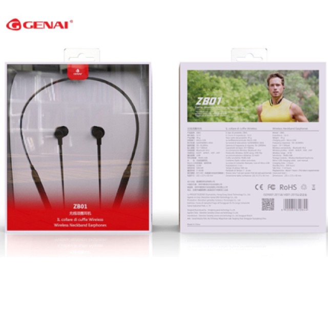 [Chính Hãng] Tai nghe Sport Headphone nhét tai Bluetooth 4.2 GENAI, dung lượng pin lớn_GN-ZB01