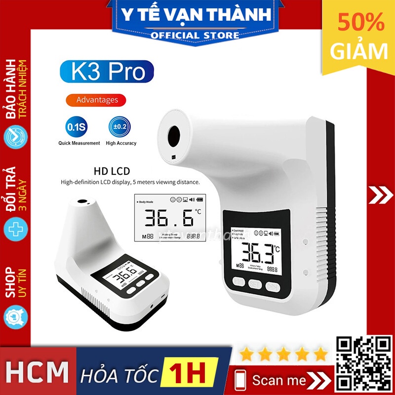 ✅ [HÀNG XỊN] Nhiệt Kế Hồng Ngoại Gắn Tường- K3 PRO, Đo Nhiệt Độ Tự Động Từ Xa -VT0696