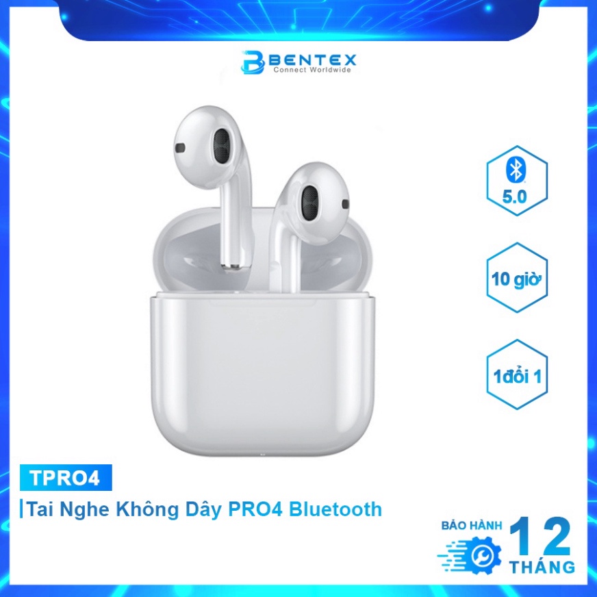 Tai Nghe Bluetooth Không Dây PRO4 TWS 5.0 Giảm Tiếng Ồn Pin Tới 10h Bảo Hành 12 Tháng - BENTEX  Tomada