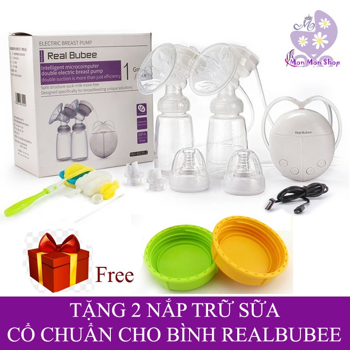 [Chính hãng] [Tặng 2 nắp trữ] Máy hút sữa điện đôi Real Bubee 6 cấp độ mạnh - Realbubee loại 1 - có hướng dẫn phân biệt