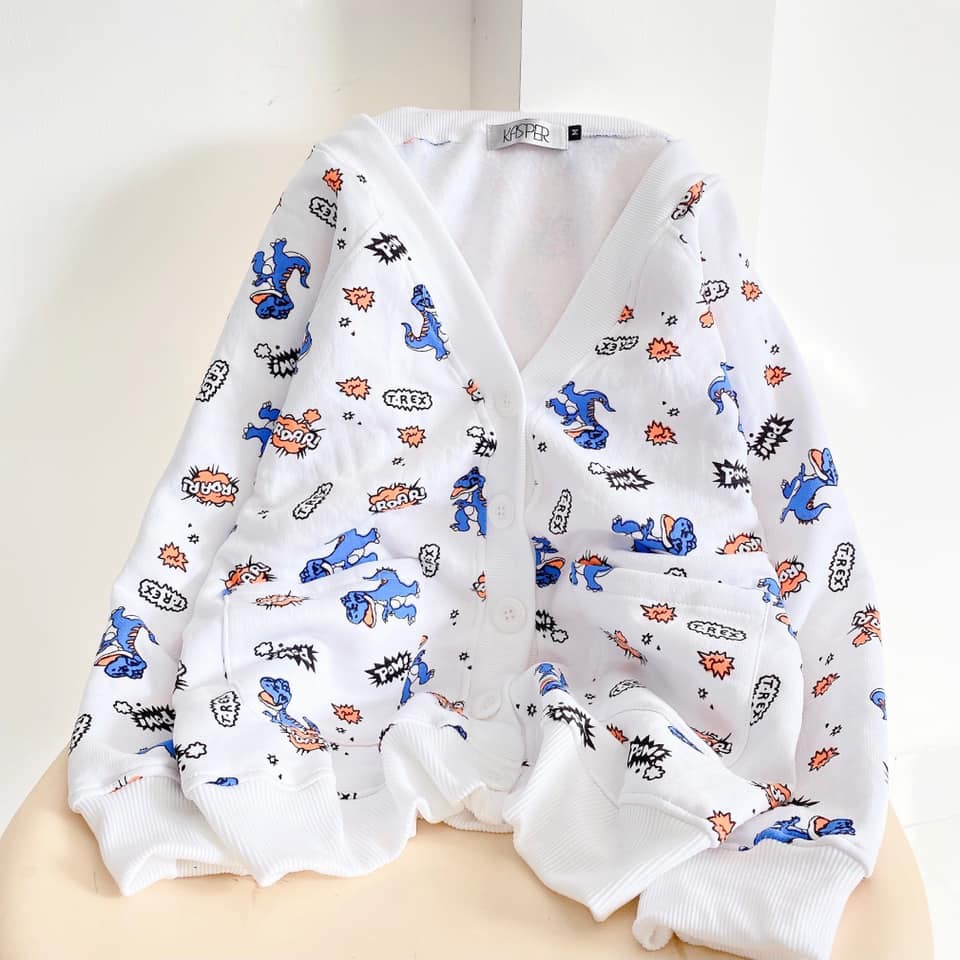 Áo khoác tay dài cadigan hình khủng long