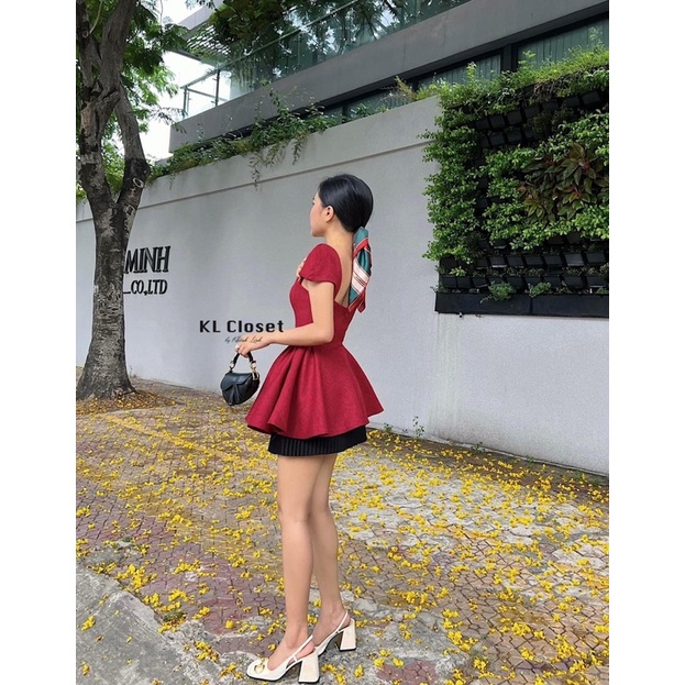 Set áo pelum đỏ cánh tiên +  chân váy