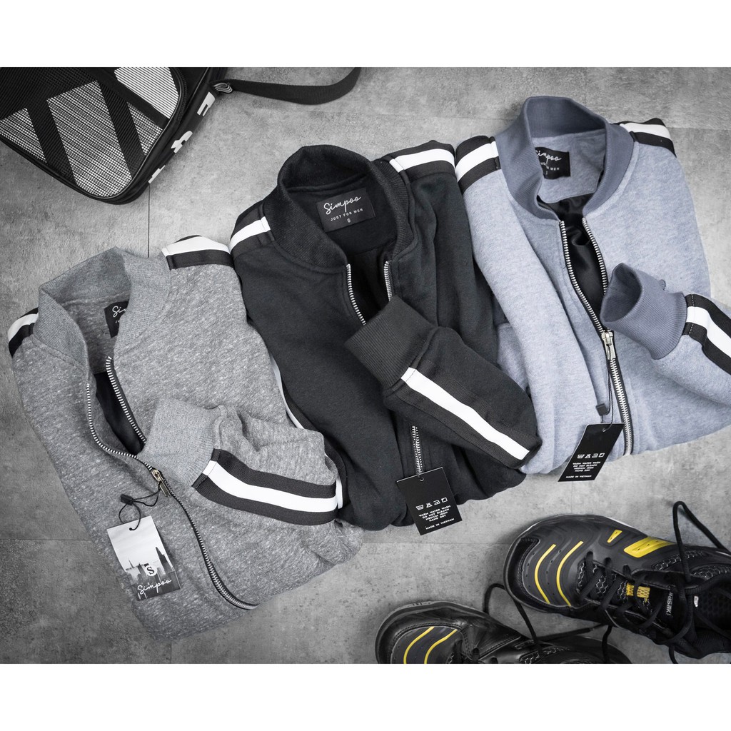 Áo khoác nỉ Nam phối sọc tay - N019