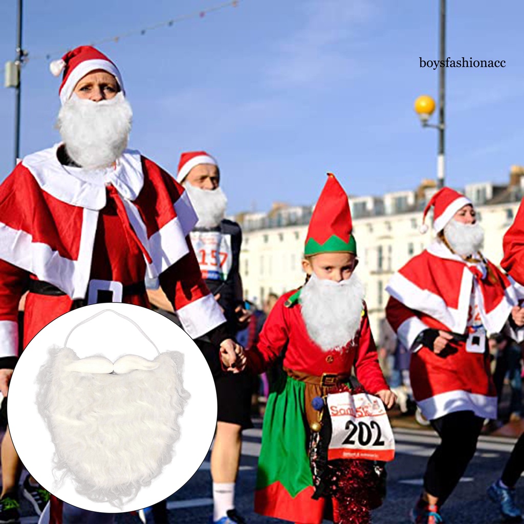 Bộ Râu Giả Xoăn Mềm Mại Co Giãn Hóa Trang Ông Già Noel Cho Người Lớn / Trẻ Em Biểu Diễn Giáng Sinh