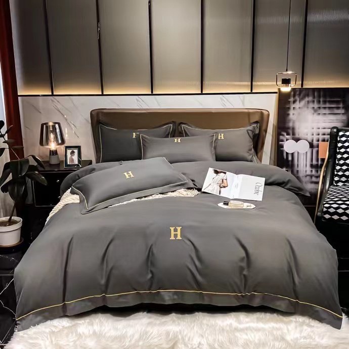 BỘ CHĂN GA GỐI THÊU CHỮ 🅷